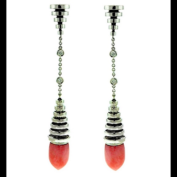 18K AVAKIAN RIVIERA Earrings w/ Pink Opal & Onyx - Picture 2 of 16